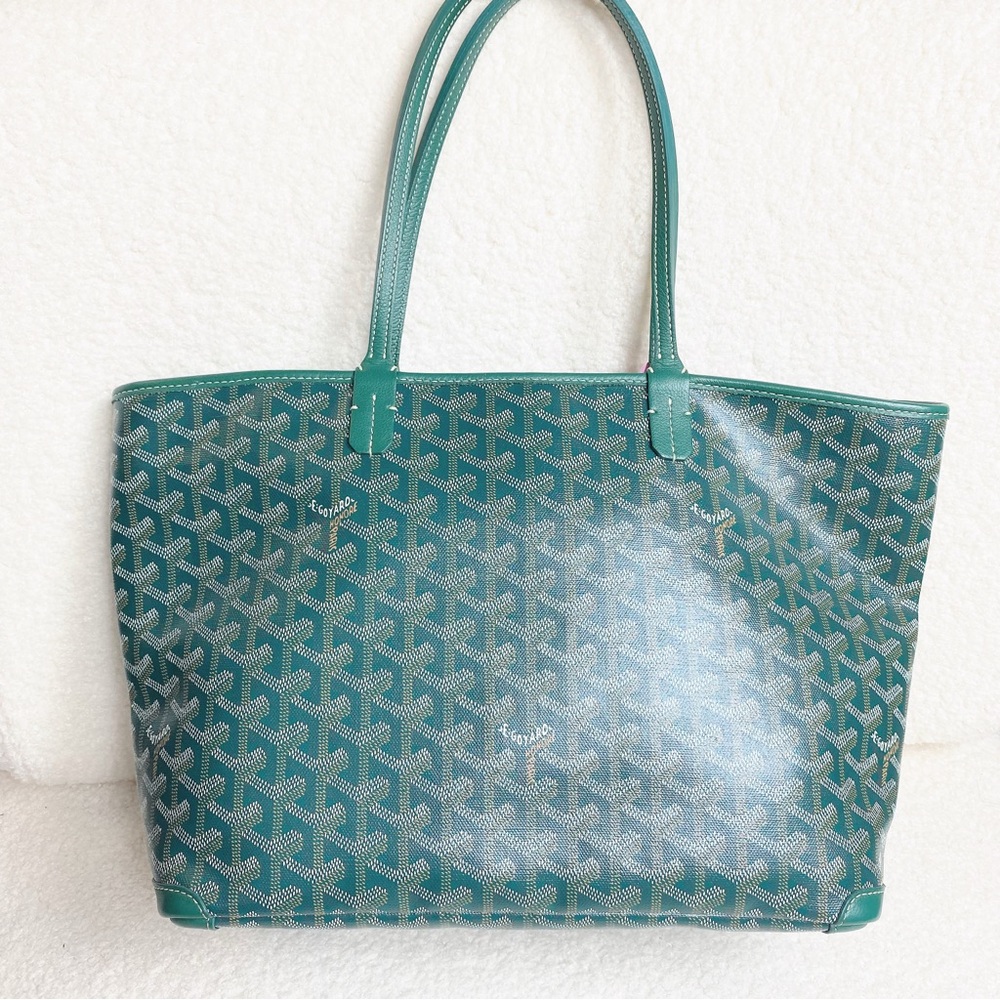Goyard Goyardine Saint Louis PM Green Shoulder Tote Bag & Pouch - Picture 2 of 9